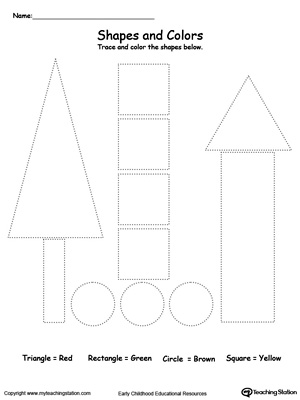 Practice fine motor skills while learning shapes with this Trace Shapes to Make Trees printable worksheet.