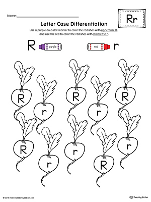 Use the Letter Case Recognition Worksheet: Letter R to help your preschooler to recognize the difference between the uppercase and lowercase A.