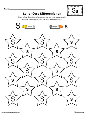 Use the Letter Case Recognition Worksheet: Letter S to help your preschooler to recognize the difference between the uppercase and lowercase A.