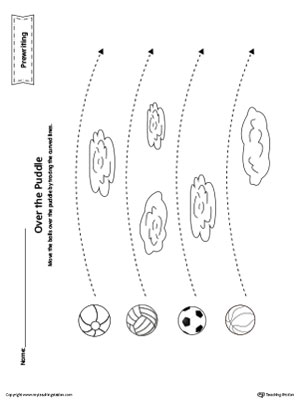 Balls Curved Line Tracing Prewriting Worksheet