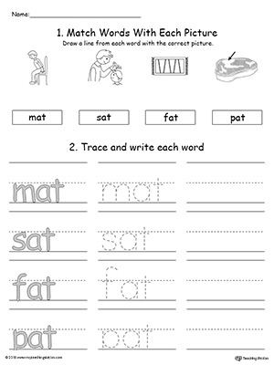 Kindergarten Word Families Printable Worksheets | MyTeachingStation.com
