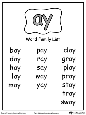AY Word Family Picture and Word Match | MyTeachingStation.com