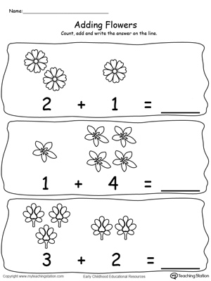 free adding numbers with flowers sums to 5 myteachingstation com