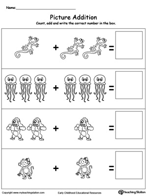 preschool addition printable worksheets myteachingstation com