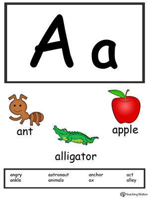 Letter A Alphabet Flash Cards for Preschoolers | MyTeachingStation.com