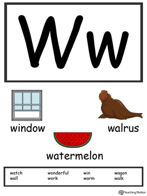*FREE* Letter W Alphabet Flash Cards for Preschoolers