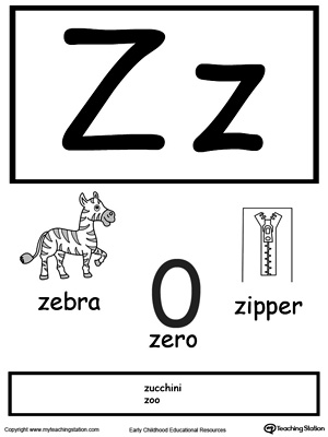 free letter z printable alphabet flash cards for preschoolers myteachingstation com