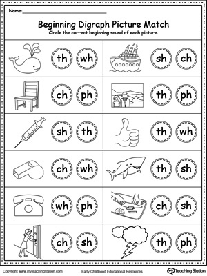free beginning digraph picture match myteachingstation com