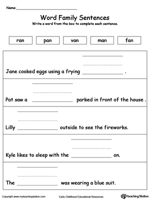 Vocabulary and sentences worksheets for grade 2