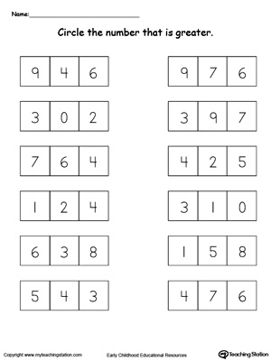 free less than worksheet comparing numbers 1 through 9 myteachingstation com