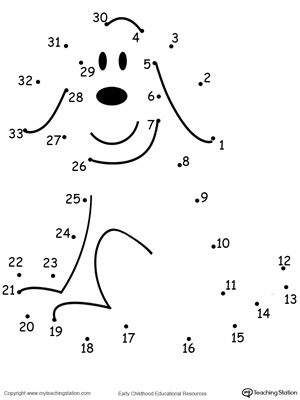 Learning To Count By Connecting The Dots 1 Through 33 Drawing A Dog Myteachingstation Com