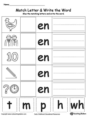 en word family workbook for kindergarten