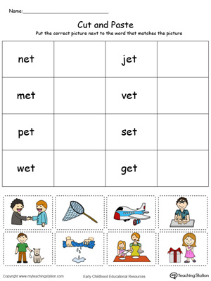 ET Word Family Match Picture with Word in Color | MyTeachingStation.com