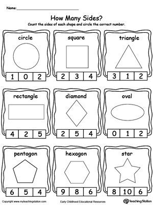 kindergarten shapes printable worksheets