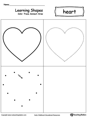 heart shapes preschool worksheets learning basic shapes