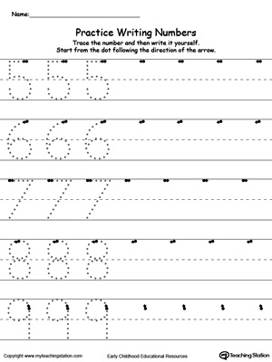 preschool writing numbers printable worksheets myteachingstationcom