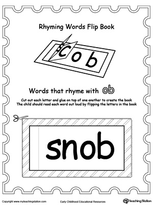 Use this Printable Rhyming Words Flip Book OB to teach your child to see the relationship between similar words.