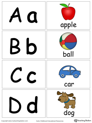 Small Alphabet Flash Cards for Letters A B C D | MyTeachingStation.com