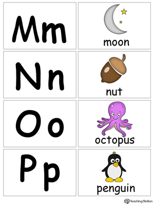 Small Alphabet Flash Cards For Letters M N O P Myteachingstation Com