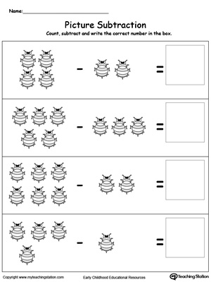 preschool subtraction printable worksheets myteachingstationcom