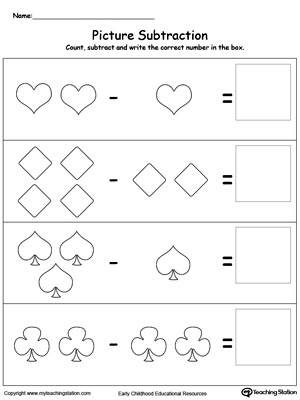 preschool subtraction printable worksheets myteachingstation com