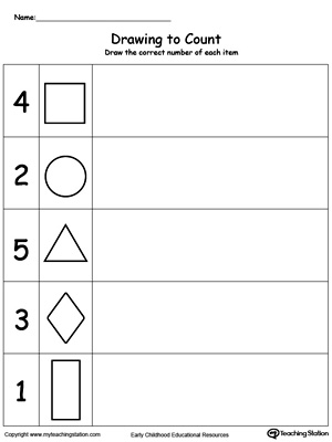 Draw and color the asked number of objects - Math Worksheets -  MathsDiary.com