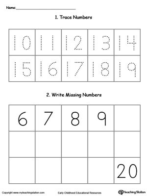 free trace and write missing numbers 10 through 20 myteachingstation com