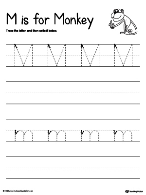 Tracing and writing letter m worksheet