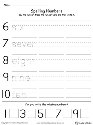 kindergarten numbers printable worksheets