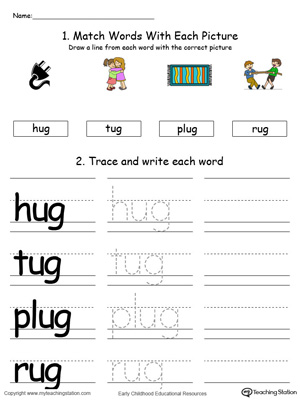 UG Word Family Connect, Trace and Write in Color | MyTeachingStation.com