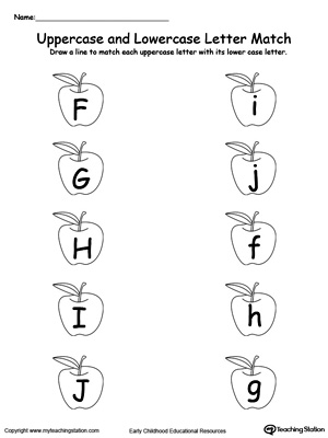 free matching uppercase and lowercase letters f through j myteachingstation com