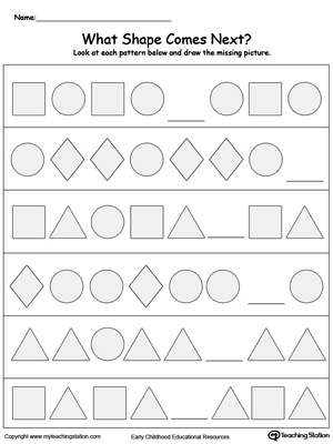 kindergarten patterns printable worksheets myteachingstationcom