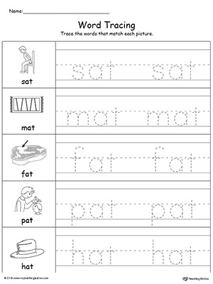 Word Tracing: AT Words | MyTeachingStation.com