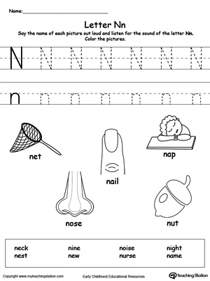 Letter N Alphabet Flash Cards for Preschoolers | MyTeachingStation.com
