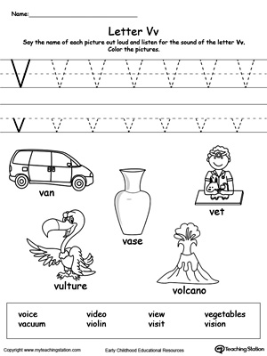 Letter V Printable Alphabet Flash Cards for Preschoolers ...