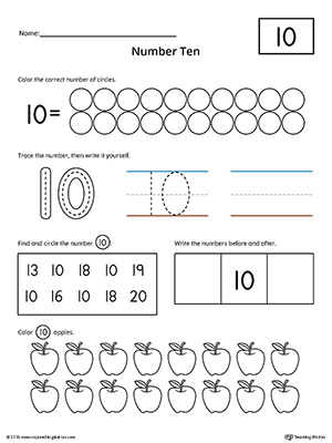 number 10 worksheet preschool