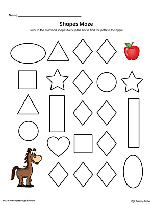 worksheet alphabet code Printable Maze (Color Shape Diamond Worksheet