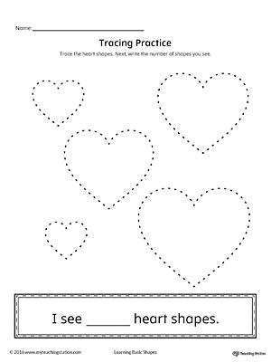 Geometric Shape Counting and Tracing: Heart | MyTeachingStation.com