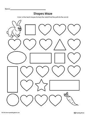 Heart Shape Maze Printable Worksheet | MyTeachingStation.com