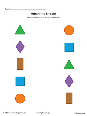 Match Geometric Shapes Square Circle Triangle Rectangle And Diamond Color Myteachingstation Com