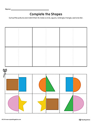 Match Shapes Cut and Paste: Rectangle, Star, Square, Triangle, Oval