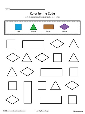 Shapes Editable Color By Code Worksheets Activity, Shapes Color By Numbers