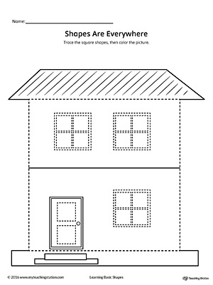 Square Shape Picture Tracing Worksheet | MyTeachingStation.com
