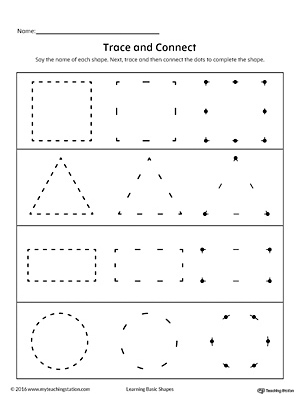 Trace And Connect Dots To Draw Shapes Square Triangle Rectangle Circle Myteachingstation Com