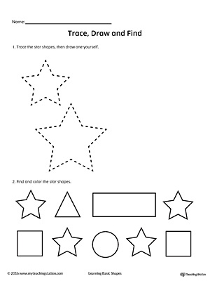 Trace, Draw and Find: Star Shape | MyTeachingStation.com