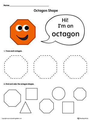 Trace and Color Octagon Shapes in Color | MyTeachingStation.com