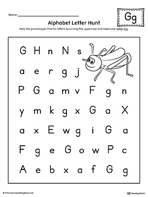 Alphabet Letter Hunt: Letter G Worksheet | MyTeachingStation.com