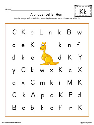 alphabet letter hunt letter k worksheet color myteachingstation com