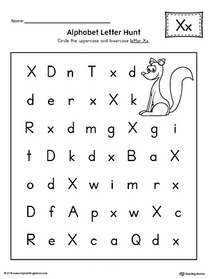 alphabet letter hunt letter x worksheet