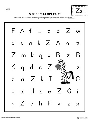 alphabet letter hunt letter z worksheet color myteachingstation com